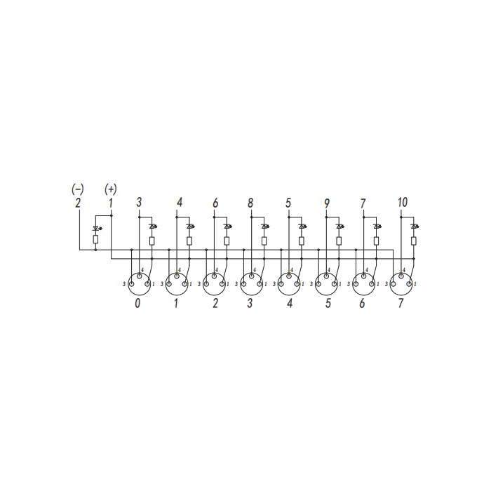 M8 Junction box、NPN、10 port、With LED、M12 integrated interface base、Split type、23NAS1