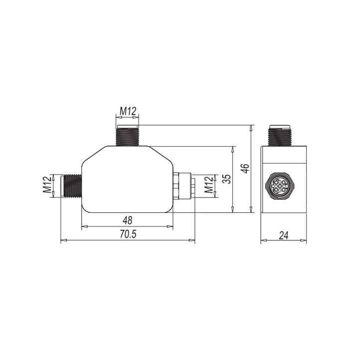 M12 5 Pin male/2M12 5 Pin female 、​B-coded 、T-connector、0C5555