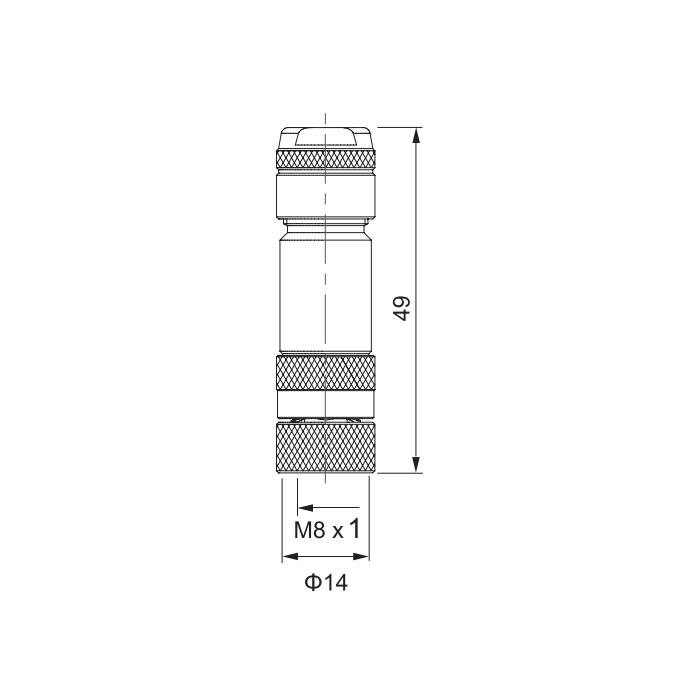 M8 4Pin、母头直型、螺钉连接、金属屏蔽、63F181