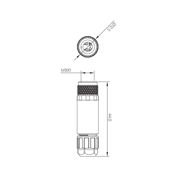 M8 4Pin、母头直型、螺钉连接、63F081