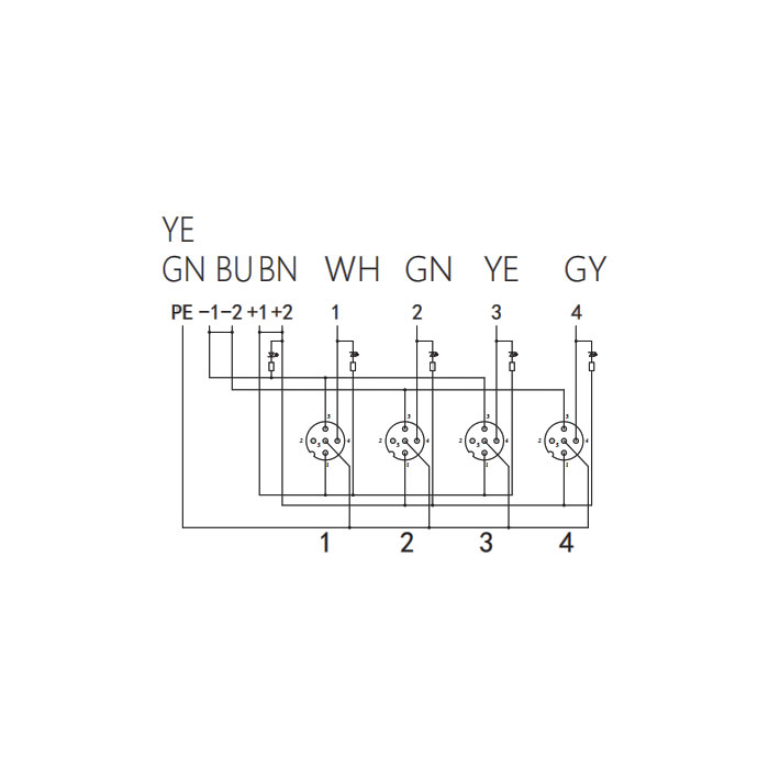 M12 single channel、NPN、4 port、With LED、PCB terminal、Split type、24N409