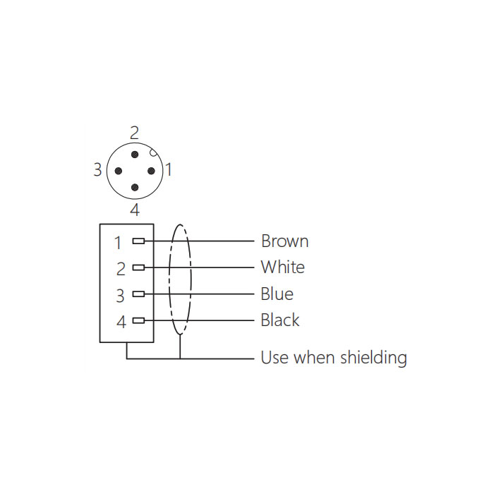 M12 4Pin、Male、Flanged connector、Board rear mount、Pre cast PVC non flexible cable、shield、Gray sheath、64SB65-XXX