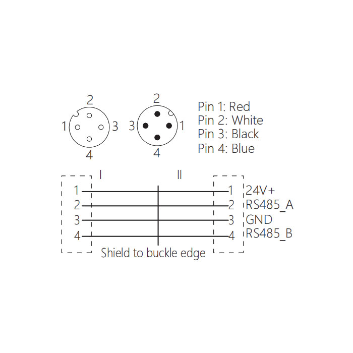 M12 4Pin、male/female、Dual end pre cast  PVC non flexible cable、With shielding、Grey sheathed 、0C4A43-XXX