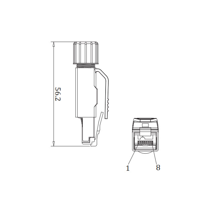 RJ45 straight male、Insulation displacement  connection technology、0CF063