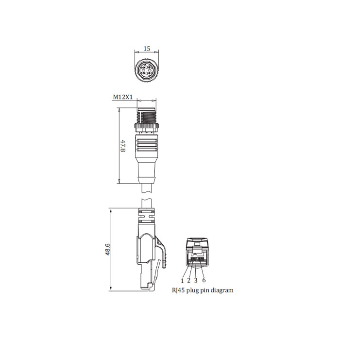 M12 4Pin male (D-coded)/RJ45、Dual end pre cast  PVC non flexible cable、With shielding 、Green sheath、0C4161-XXX 