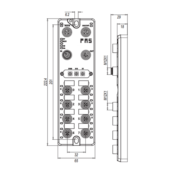 Profibus-DP protocol、M12 interface、16DI/DO configurable、PNP、Remote module、003E11