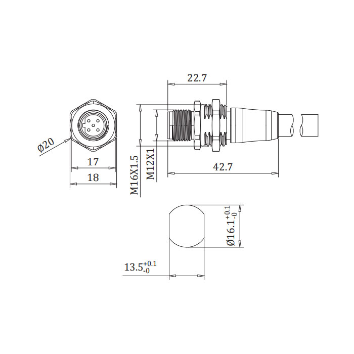 M12 2Pin、B-coded、Flange male plug、Profibus  flanged connector、0C4061-XXX