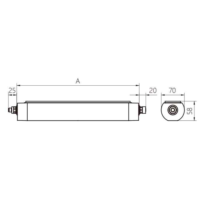 Power 24W、 Dimension A= 650 mm x 70 mm、MQAL-48-SDL、A70102