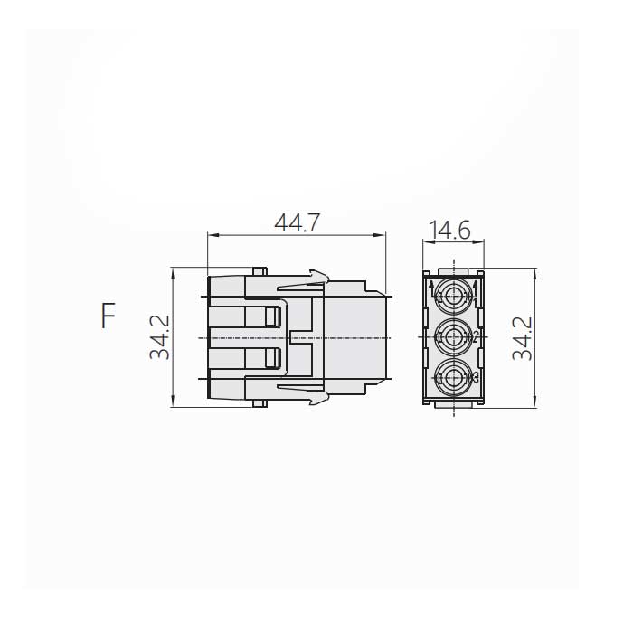 HM module、Female、Wire gauge 6-10mm²、HM-S03-F、09140033111