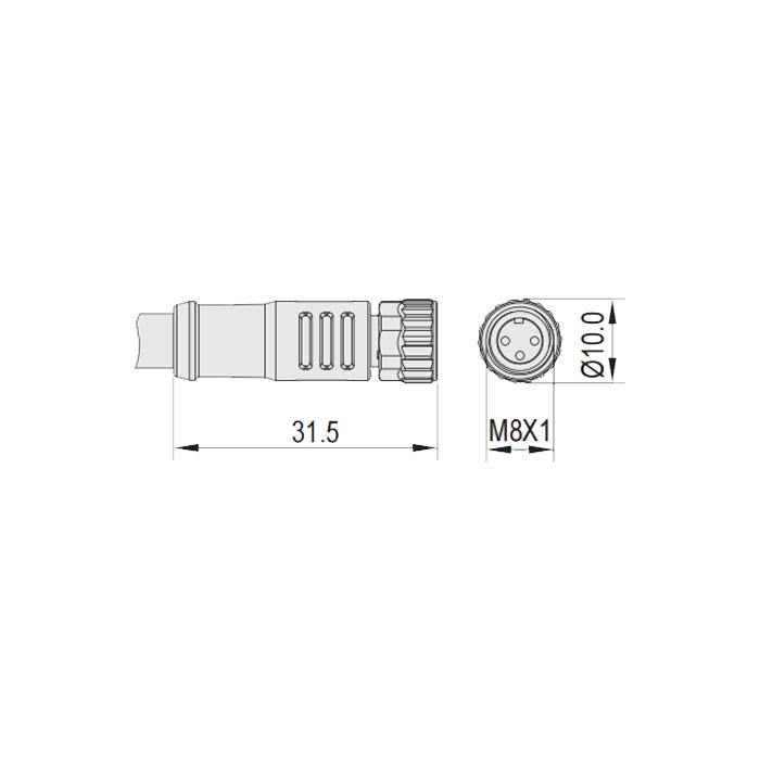 M8 3Pin、Female straight、High temperature resistance 120℃、Single ended precast PUR flexible cable、Black sheath、63H001-XXX