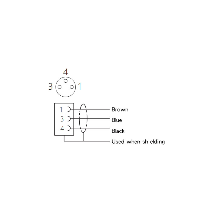 M8 3Pin、Female straight、High temperature resistance 120℃、Single ended precast PUR flexible cable、Black sheath、63H001-XXX