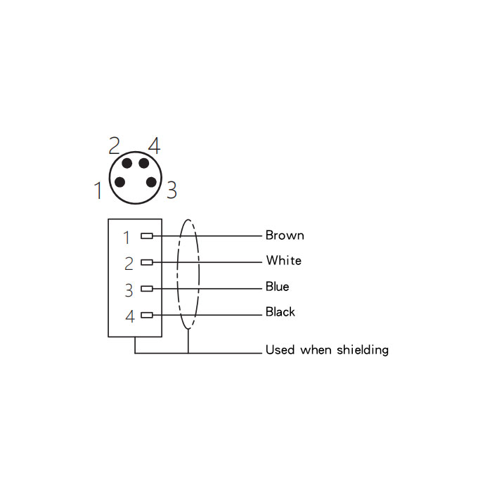 M8 4Pin、Male straight、High temperature resistance 120℃、Single ended precast PUR flexible cable、Black sheath、63H061-XXX