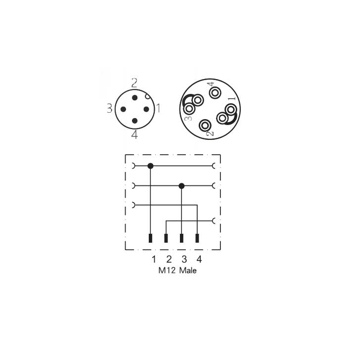 M12 4Pin、Male straight、Push-in connection、Food grade、 Y-type splitter、64FX29