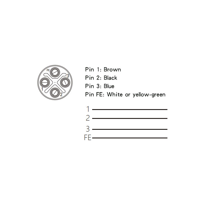 M12 4Pin S-coded、Male straight、Single ended precast PVC non-flexible cable、Yellow sheath、64SP23-XXX