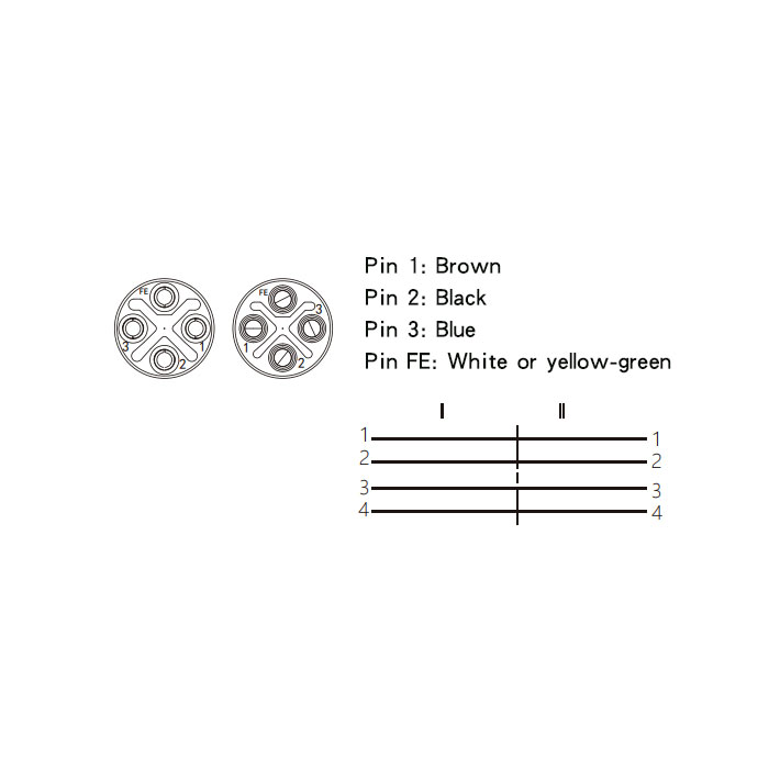 M12 4Pin S-coded、female straight /male straight、Double ended pre cast PVC non flexible cable、Yellow sheathed、64SD03-XXX