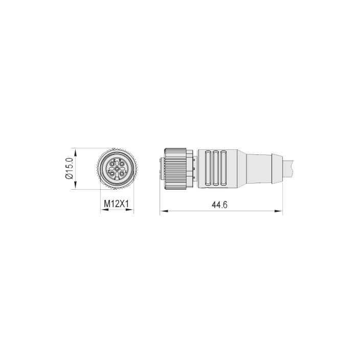 M12 3Pin、female straight、Single-ended precast anti-welding slag PUR cable,、Orange sheath、64T013-XXX