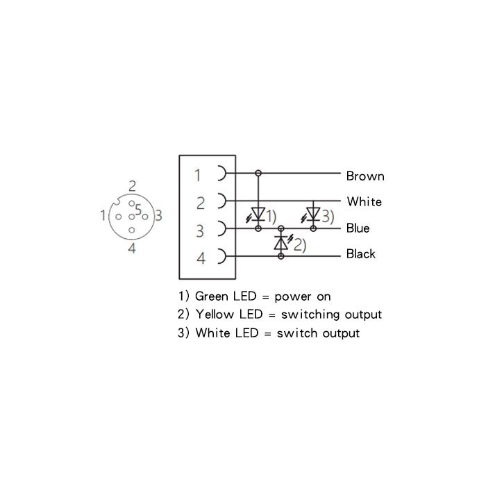 M12 4Pin、female 90°、With LED light、Single-ended precast anti-welding slag PUR cable,、Yellow sheath、64T081-XXX