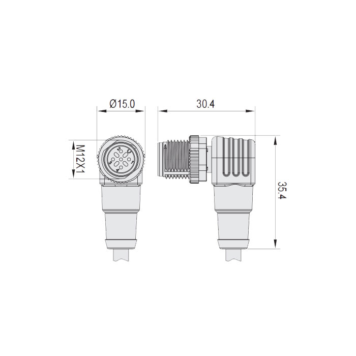 M12 5Pin、male 90°、Single-ended precast anti-welding slag PUR cable,、Yellow sheath、64T561-XXX