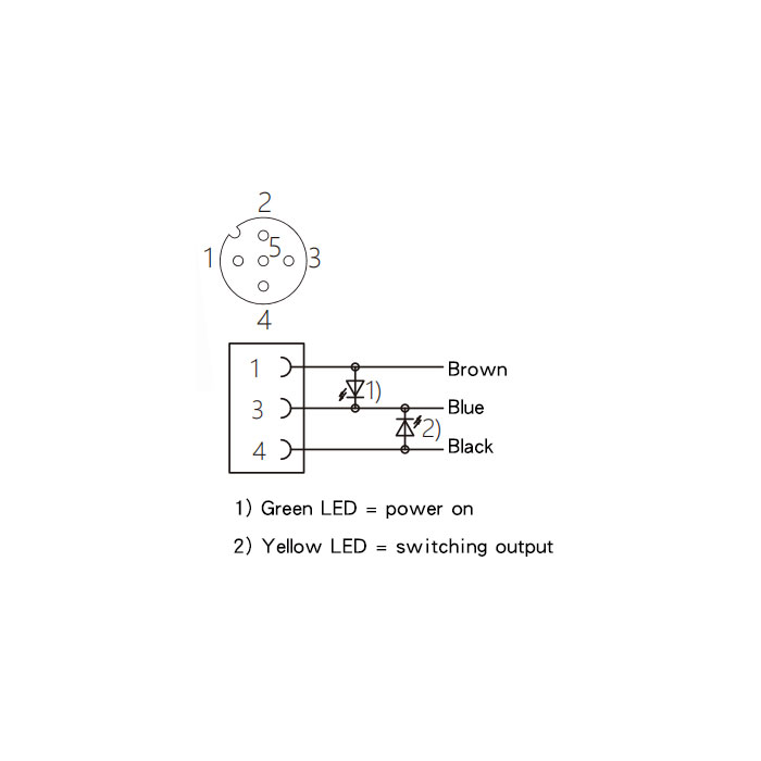 M12 3Pin、 female 90°、With LED light、IP69K-ECOLAB、Food grade、Single-ended precast PUR flexible cable、Black sheath、64E001-XXX