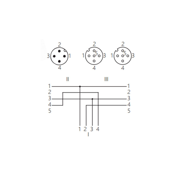 M12 4Pin male straight/2M12 3Pin female straight,、IP69K-ECOLAB、Food grade、Y-shaped precast PVC non-flexible cable、Gray sheath、64E403-XXX