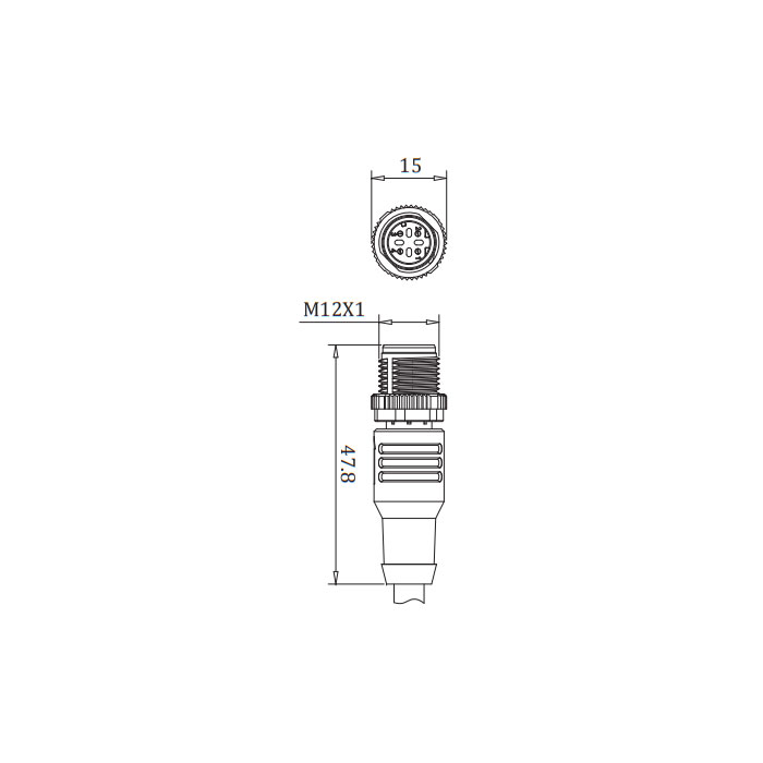 M12 4Pin、Straight male、D-coded、Single-ended precast PVC non-flexible cable、Shielded、Yellow sheath、0C4508-XXX