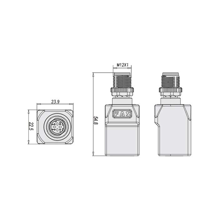 M12 4Pin male (D-coded)/RJ45 straight angle type、0C4ES3