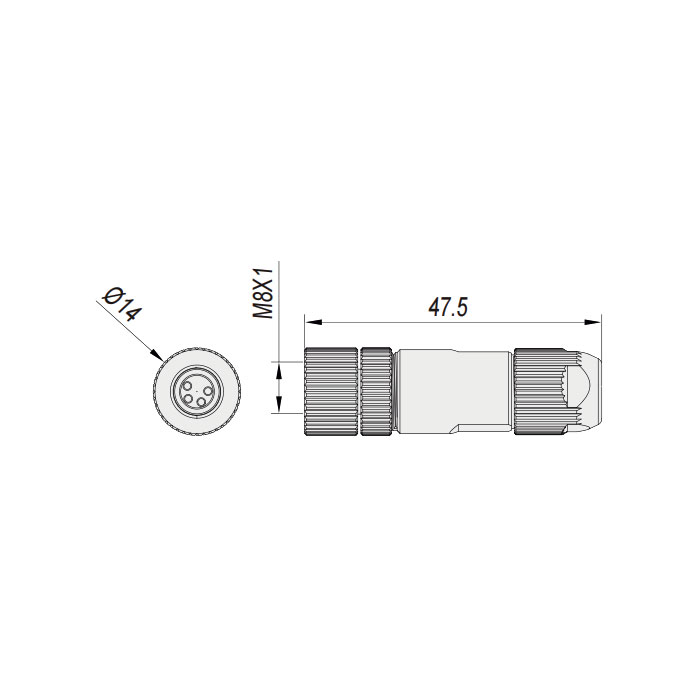 M8 4 Pin、Straight type female、Screw connection、Metal shielding、63F181