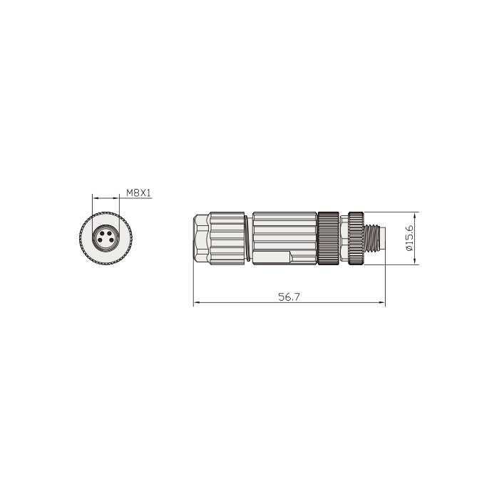 M8 4 Pin、Straight male、Push-in terminal、63F441