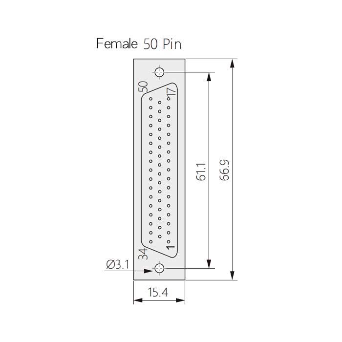 D-SUB 50 Pin connector、Female、Welded、Shield、180°outlet、FMK5G-350-FS、901050