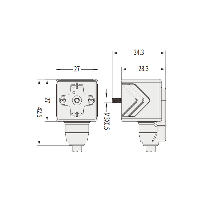 Pressure switch plug, 4Pin, single-ended pre-cast PVC non-flexible cable, grey sheath, 6VA101-XXX