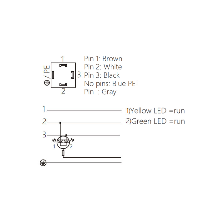 Pressure switch plug, 4Pin, single-ended pre-cast PVC non-flexible cable, grey sheath, 6VA121-XXX 
