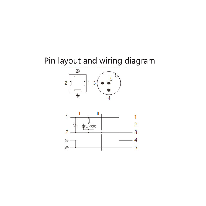Valve plug type C, industrial, 9.4 mm, 4Pin to M12 male straight, dual-end pre-cast PVC non-flexible cable, grey sheath, 6VC063-XXX