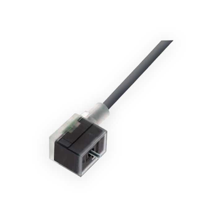 Valve plug type B, Industrial, 11mm, 3Pin, single-end pre-cast PVC non-flexible cable, gray sheath, 6VB083-XXX