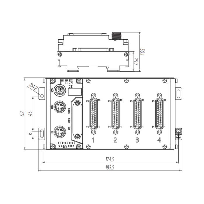 Modbus-RTU protocol、 IP20、64DI/DO adaptive configuration、PNP、D-Sub interface、Remote module、009M93